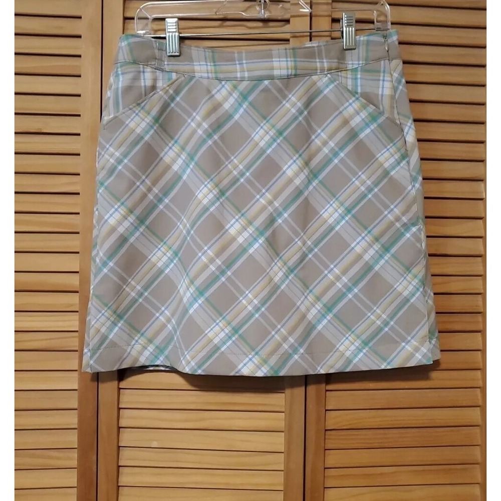 Callaway Women's Skort Athletic Golf Tan Blue yellow green Plaid Size 6 Sports